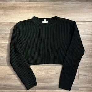 Cropped Black Knit Sweater